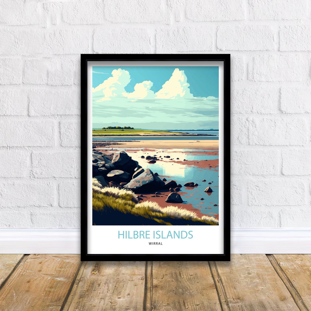 The Hilbre Islands Travel Print Merseyside Liverpool Wirral Travel