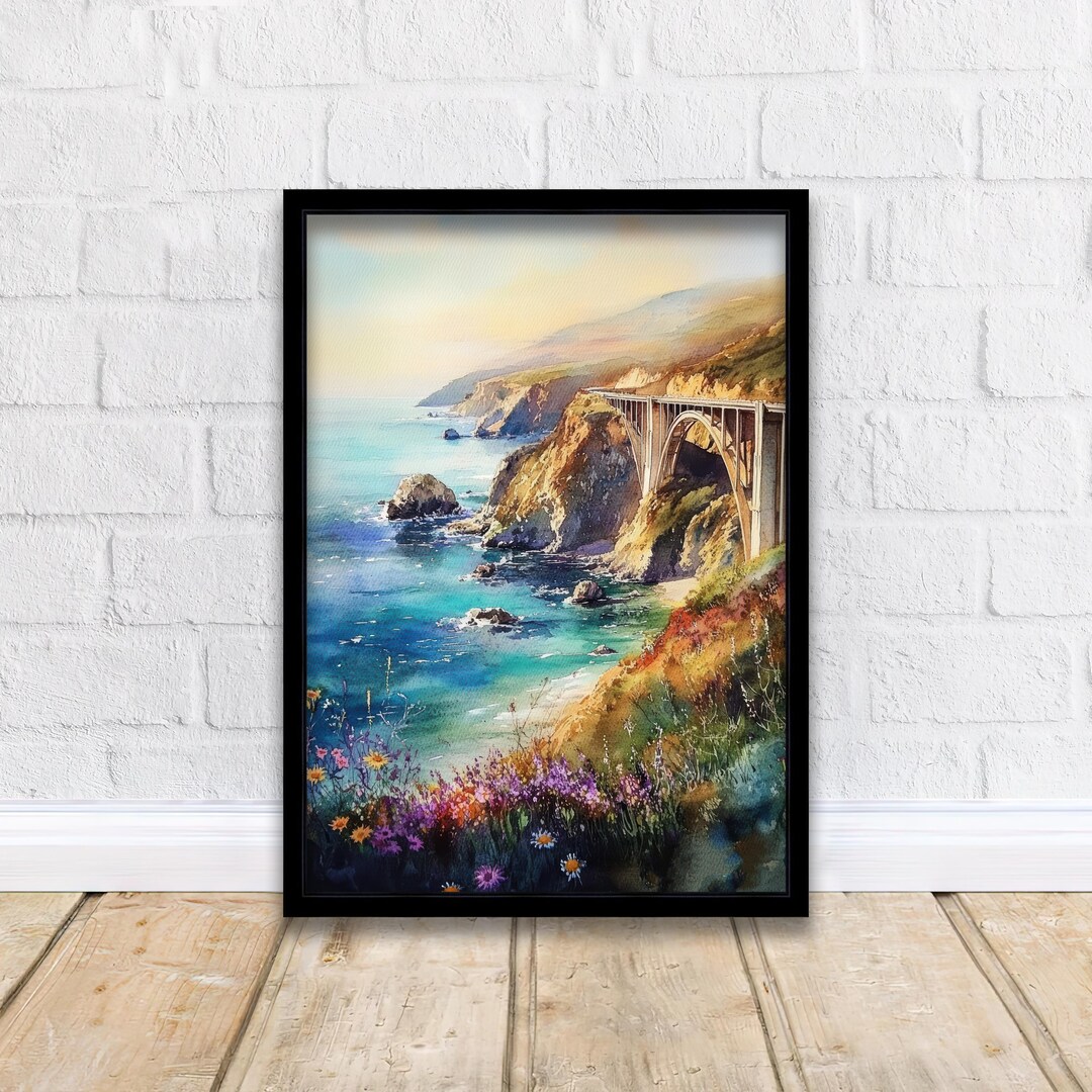Big Sur California Watercolor Painting Wall Art Big Sur Print Coastal ...