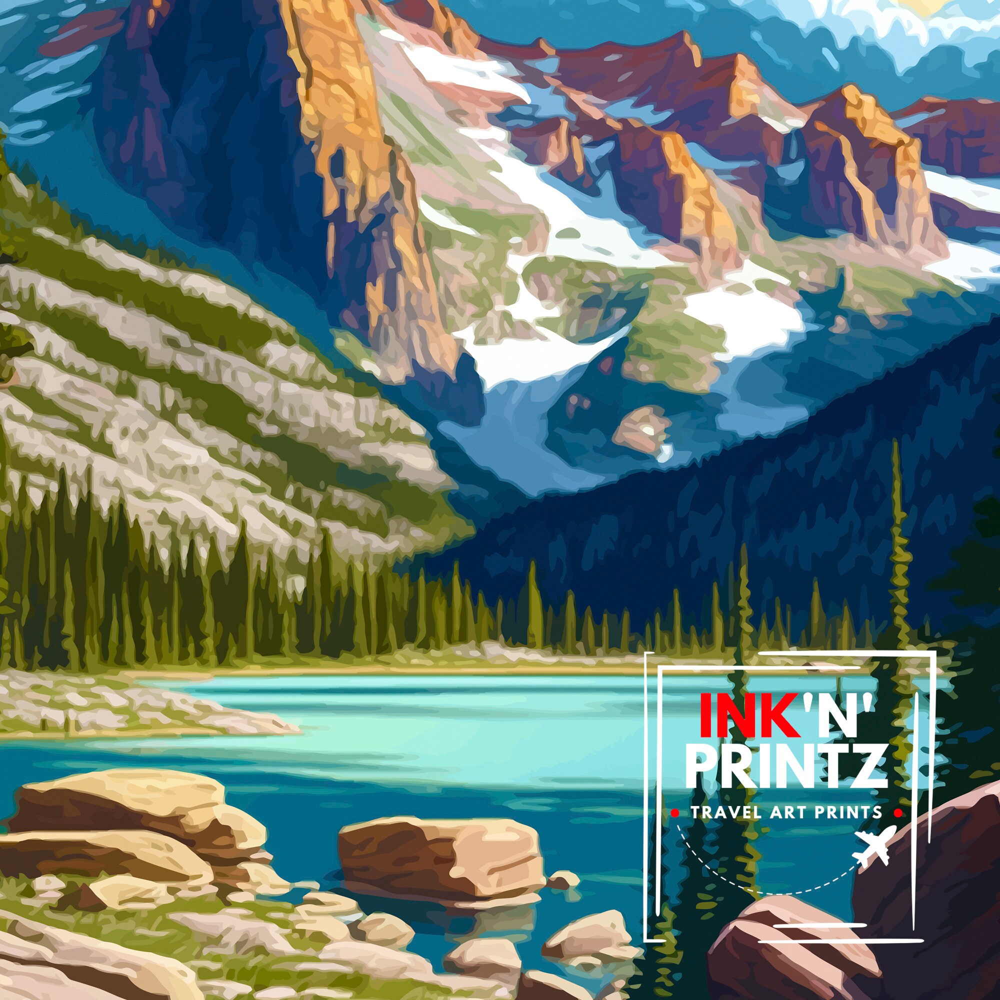 Rocky Mountain National Park Travel Poster Mountain Landscape Wall