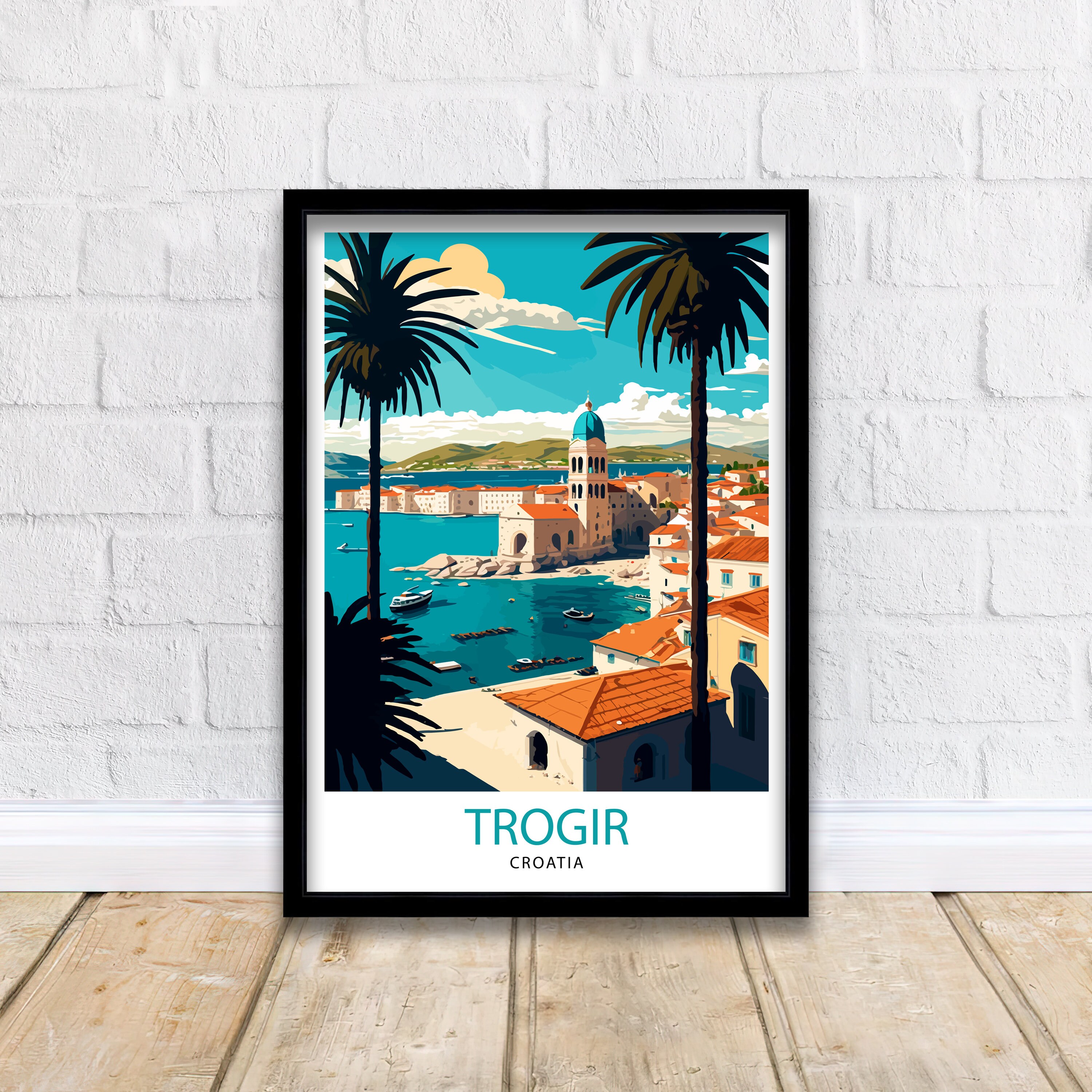 Discover Trogir Croatie Paysage Voyage Vintage Poster