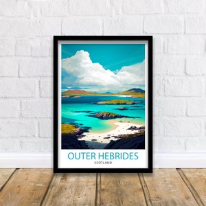 Äußere Hebriden Reise-Druck Hebriden Wanddekor Hebriden Zuhause Wohnen Dekor Hebriden Illustration Reise Poster Geschenk für Hebriden