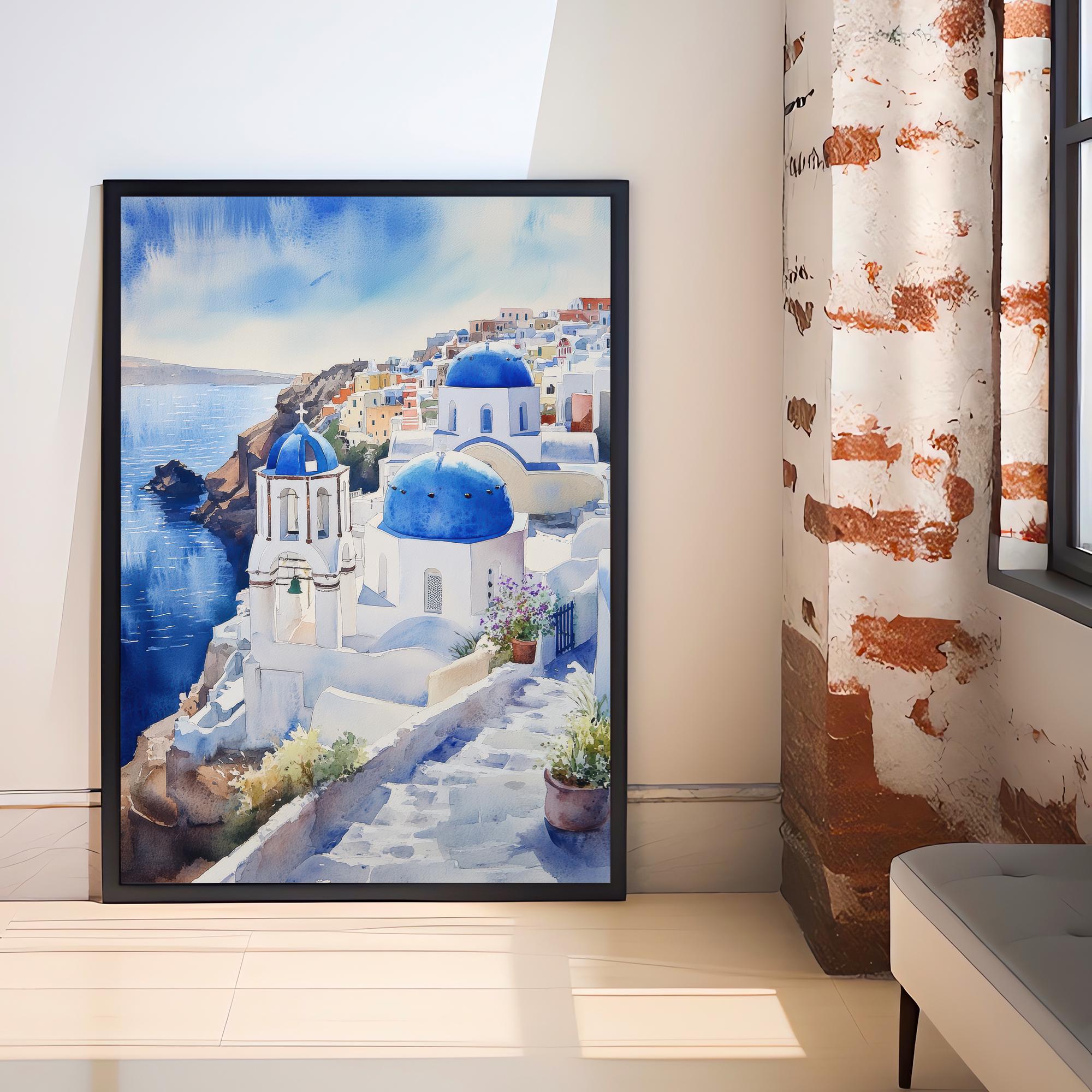 ソレントの水彩画 イタリア沿岸アート ソレントのプリント 風景