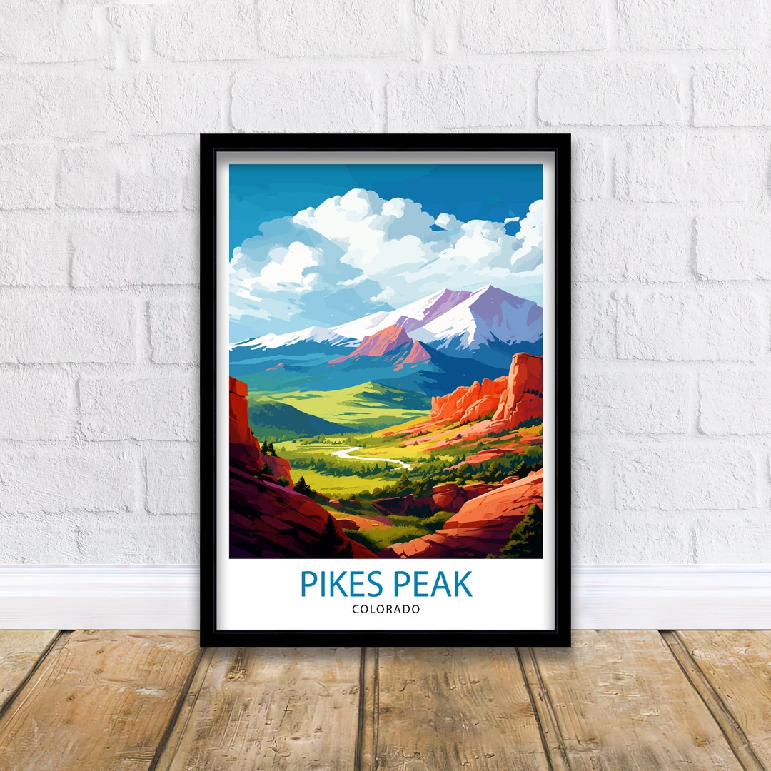 Pikes Peak Colorado Travel Print Mountain Wall Decor Pikes Peak Poster ...