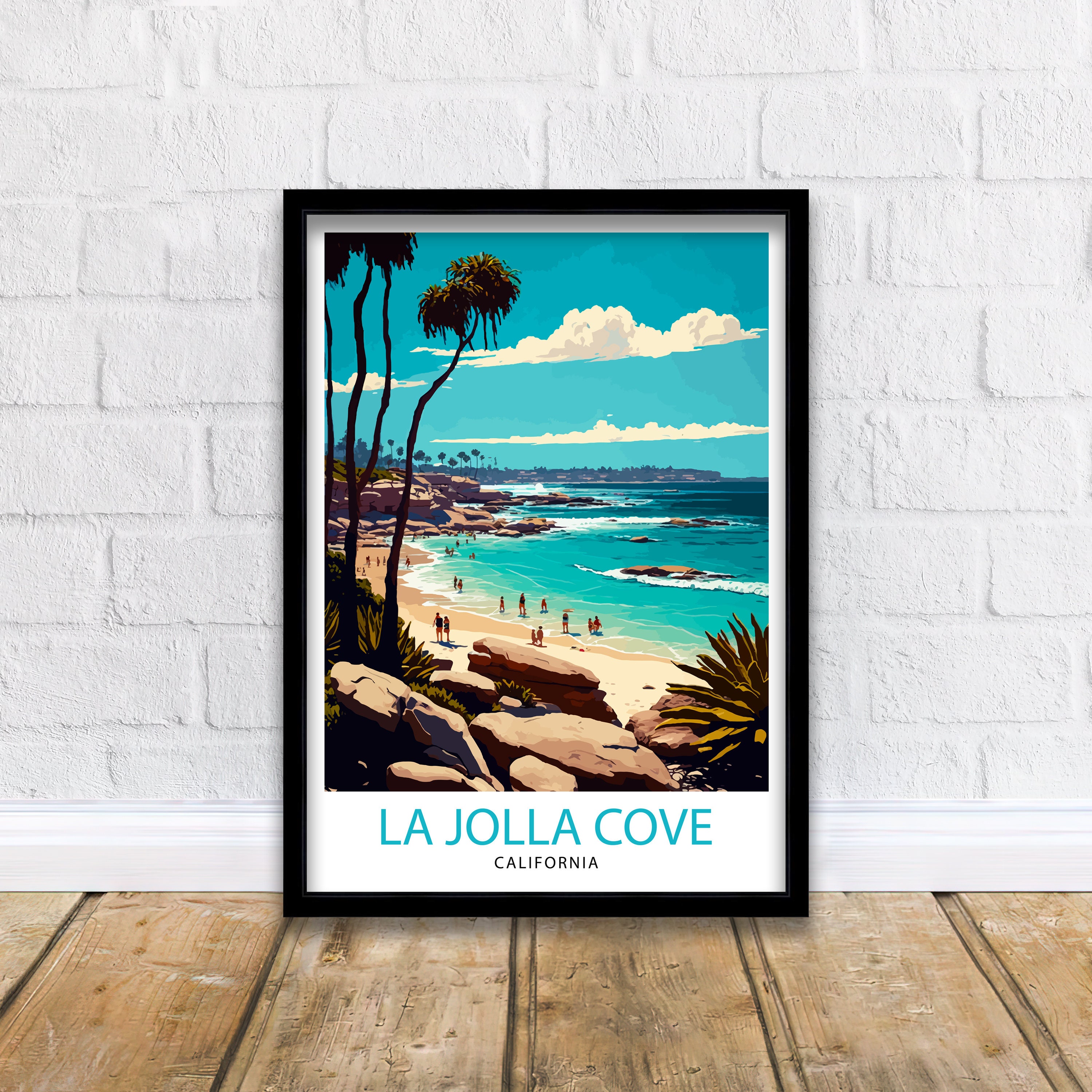 LOVER'S BAY コラージュアート La Jolla Cove Travel Print La Jolla Cove Wall Art La Jolla Cove