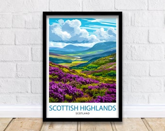 Scottish Highlands Travel Print Wall Decor Wall Art Scottish Highlands Wall Hanging Home Décor Scottish Highlands Gift Art Lovers Scotland