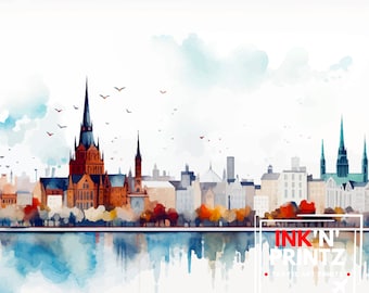 Poster Su Tela Glasgow Skyline – Viaggio Vintage Per Arredamento Moderno
