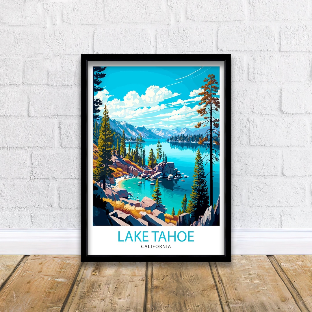 Lake Tahoe Travel Print Wall Art Decor Lake Tahoe Illustration Travel