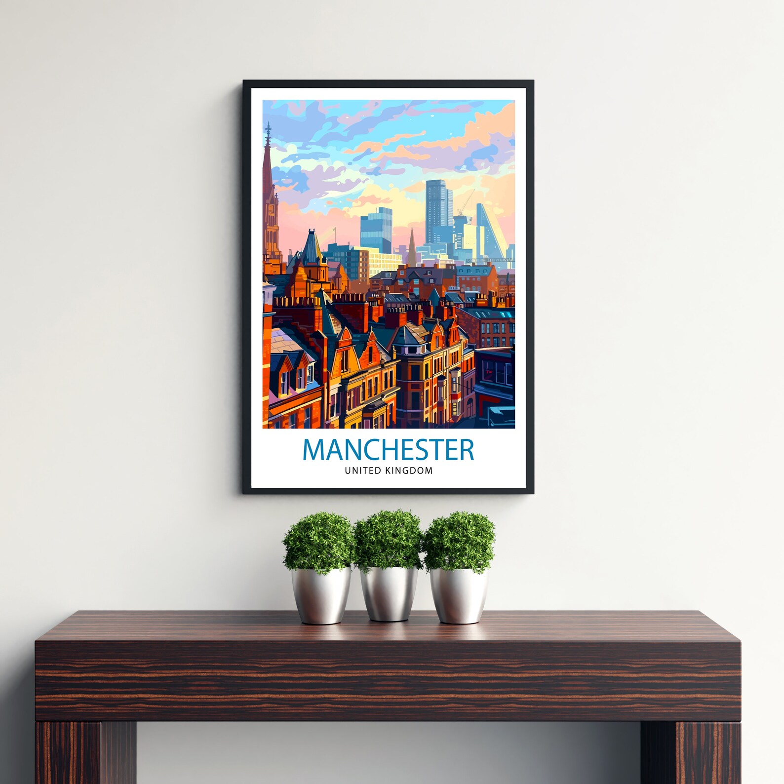 Manchester Poster Manchester Travel Print Manchester Wall Art Manchester Cityscape Travel ...