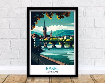 Basel Schweiz Reise Poster Kunst Basel Schweiz Reise Poster Geschenk für Basel Schweiz Home Decor