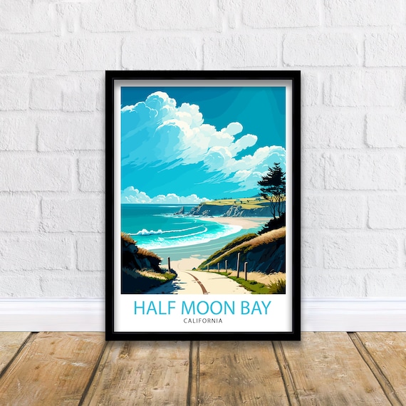 Half Moon Bay California Travel Print| Wall Art Decor Coastal