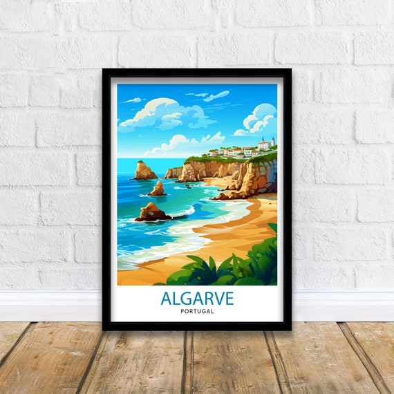 Algarve Portugal Travel Print  Algarve Wall Decor Algarve Poster Portugal Travel Prints Algarve Art Print Algarve Illustration Algarve Wall