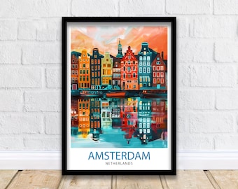 Amsterdam Netherlands Travel Print Wall Decor Wall Art Amsterdam Wall Hanging Home Décor Amsterdam Gift Art Lovers Netherlands Art