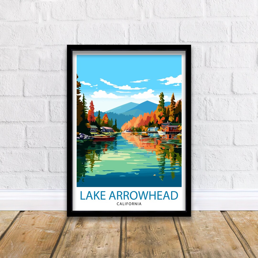 Lake Arrowhead California Travel Print Lake Arrowhead Wall Decor Lake