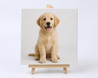 4x4 Personalized Canvas Photo Print on Mini Easel | Custom Family Portrait Canvas | Wedding, Father’s Day & Pet Photo Gift | Desk Canvas