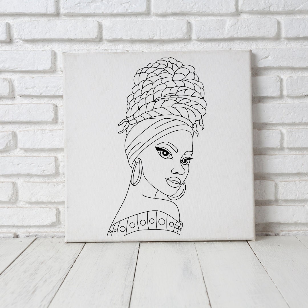 8 Pack 8x10 Inches African Girls Theme Pre Drawn Canvas to Paint, Pre  Printed Canvas for Ladies Sip and Paint Party Favor, Pre Sketched Canvas  for