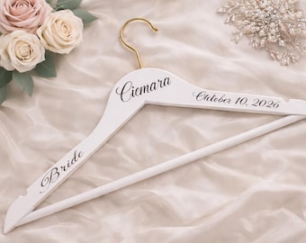 Personalized Bridal Hanger | Custom Wedding Dress Hanger | Bride, Bridesmaid and Maid of Honor Hanger | Wedding Name and Date Gift