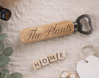 Custom Engraved Wooden Bottle Opener – Personalized Gift for Any Occasion, Bar Accessory, Host Gift, Laser Etched
