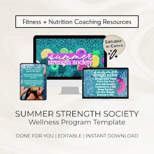 August 2025 Summer Strength Society | Wellness Content | Challenge Group Guide | Fully Customizable | Canva Templates