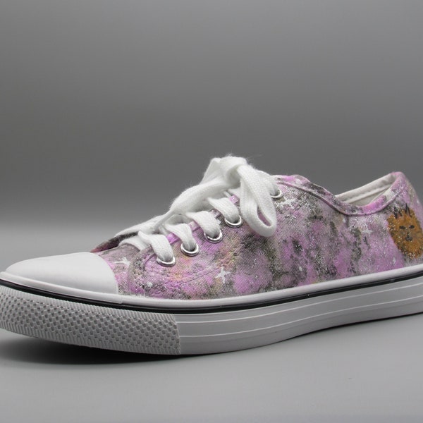 Hand Painted | Galaxy design | Womans size 8 | Canvas Shoes