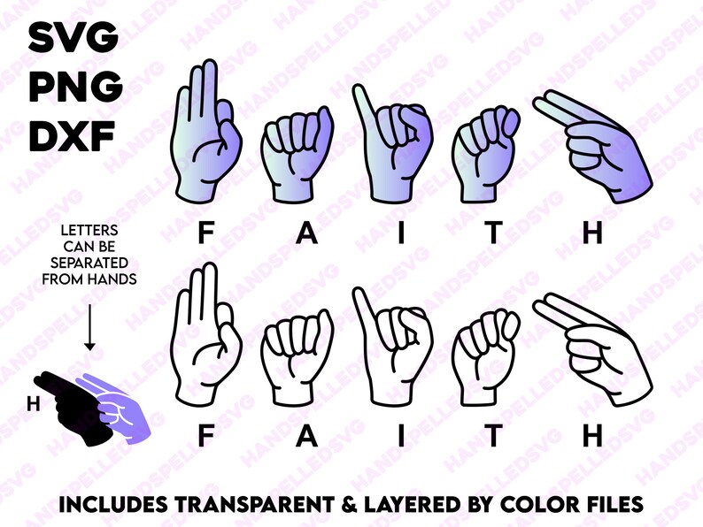 Faith American Sign Language Alphabet SVG PNG DXF Layered by Etsy