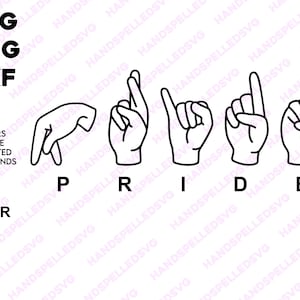 Trots Amerikaanse gebarentaal alfabet SVG PNG DXF | Gay Pride lgbtq liefde hoop tekst lettertype gesneden bestand Cricut silhouet