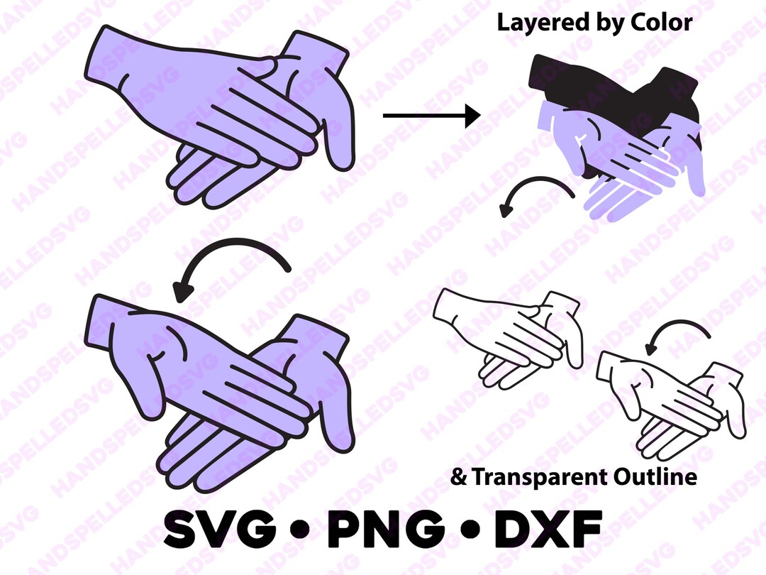 Cook American Sign Language Hands SVG PNG DXF Layered by Color Asl Love ...