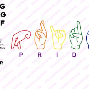 Fierté American Sign Language Alphabet SVG PNG DXF | Couches par couleur | Gay Pride lgbtq Love Text Font Cut File Cricut Silhouette