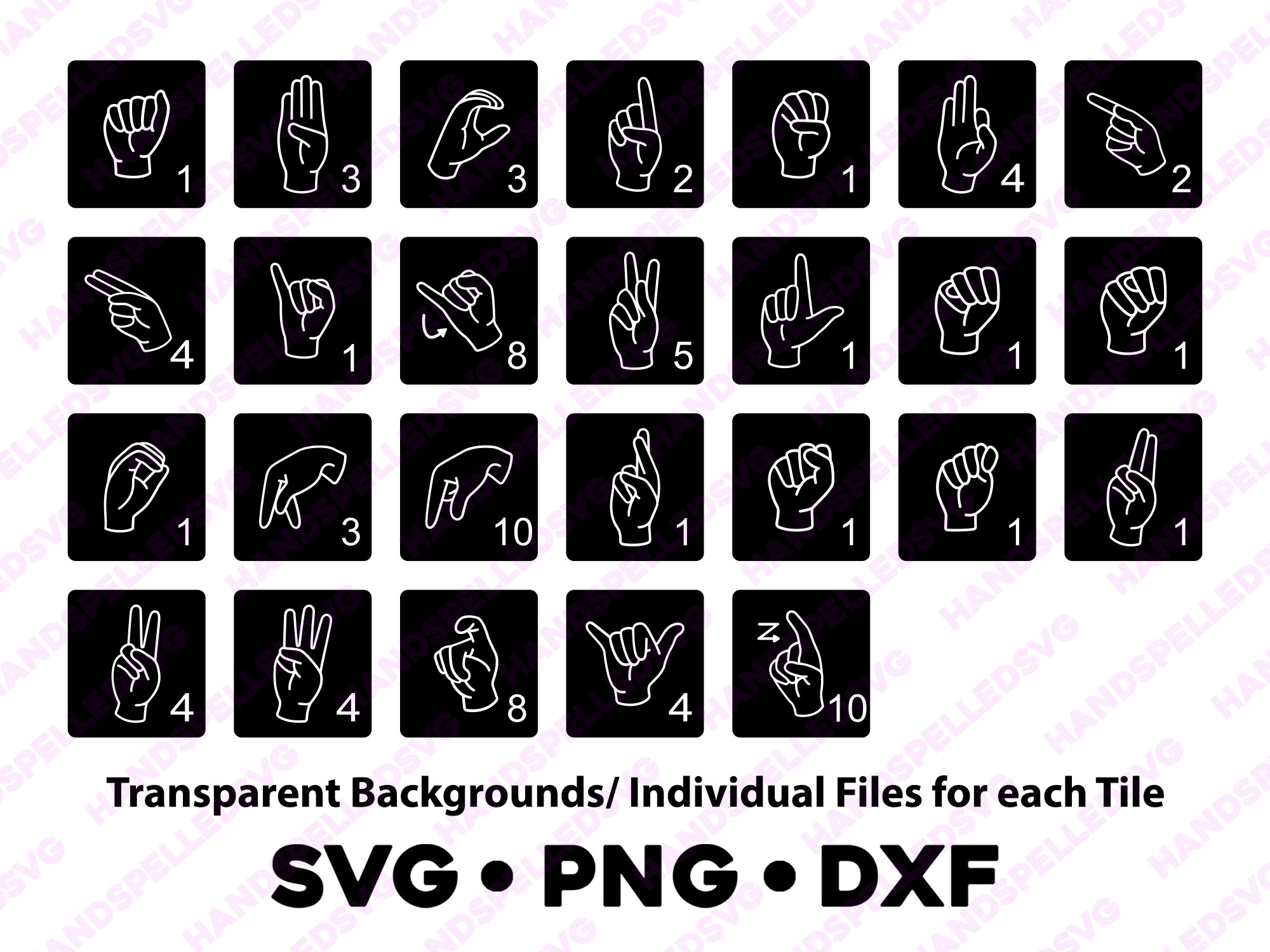 American Sign Language Asl Spelling Board Game Tiles PNG SVG - Etsy