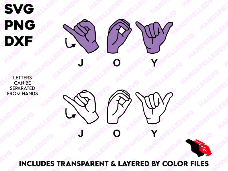 Joy American Sign Language Alphabet SVG PNG DXF Layered by Etsy