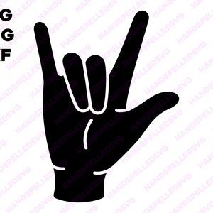 Ich Liebe Dich Amerikanische Gebärdensprache Hand SVG PNG DXF | Transparenter Hintergrund Asl Liebe Freundschaft bff Text Schriftart Ily Cut Datei Cricut Silhouette