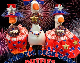 Patriotic Desk Goose Outfits, July Fourth Accessories for 5” and 7” Geese