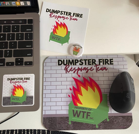 Dumpster Fire Response Team Mouse Pad - Funny Office Desk Accessory 9.5x7.9 Inches