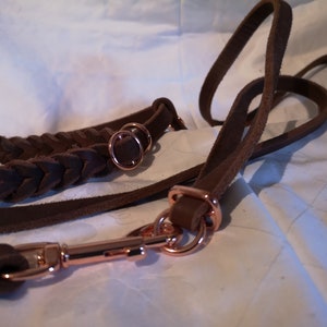Fat leather leash with integrated collar