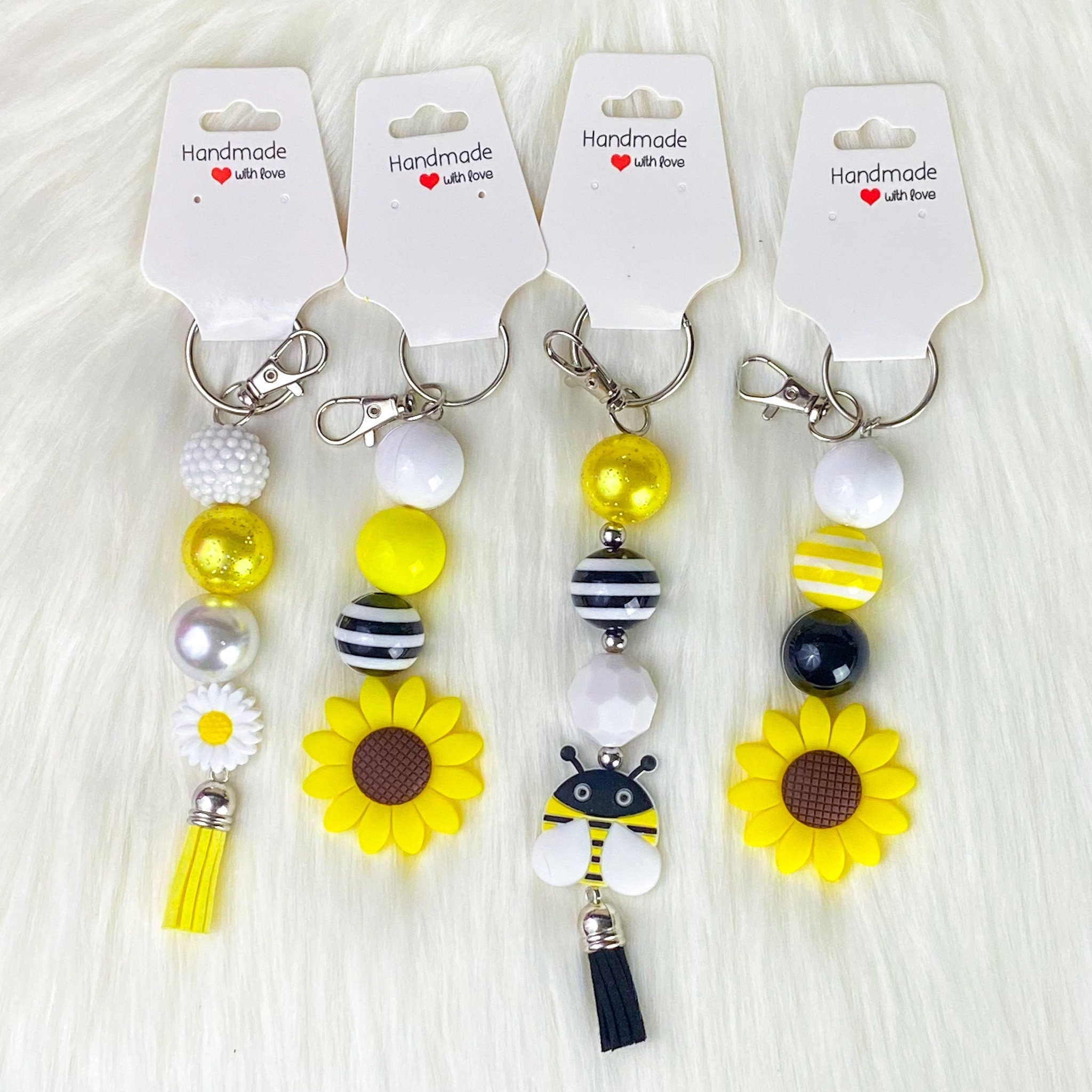 Queen Bee Charm Flower Tassel Keychain Keyring Accessoires Sleutelhangers & Keycords Ritshangers 