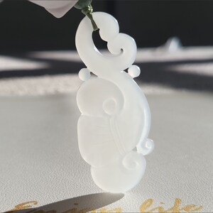 Certified Super Icy Natural Hetian First Degree White Nephrite Carved Ruyi Pendant, 天然青海老旷冰底和田玉起冰起胶玉化料一度白雕刻如意吊坠