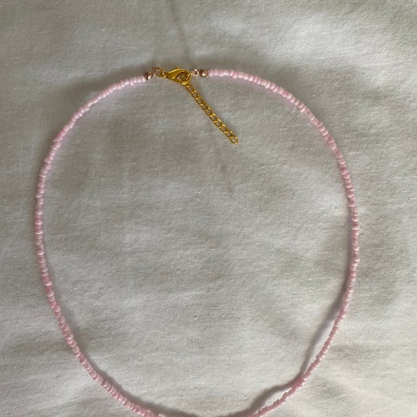 Pink Seed Bead necklace, beaded necklace, handmade jewellery