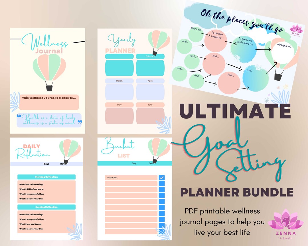 Goal Setting Life Planner Printable Bundle, Life Coaching or Wellness ...