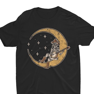 Skeleton Banjo Moon, Bluegrass Shirt, Country Music Shirt, Outlaw Country, Cowboy Shirt, Western Shirt, Bluegrass Festival, Banjo Player