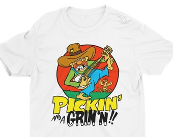 Pickin' And A Grinnin', Camicia Bluegrass, Camicia musicale, Camicia Banjo, Banda d'archi, Camicia di musica country, Maglietta grafica vintage, Camicia Hillbilly