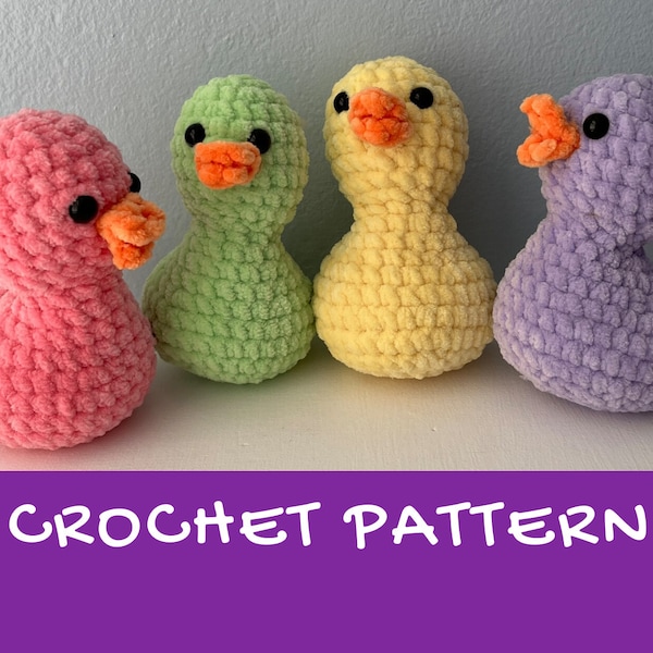 Rubber Ducky Crochet Pattern - amigurumi stuffed animal toy duck for Easter, Baby Shower, Spring Celebration