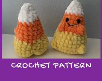 Candy Corn with Booty, No-Sew Crochet Pattern - amigurumi stuffed animal toy candy for halloween and fall autumn