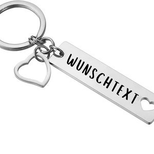 Keychain with desired text engraving Personalized and engraved on both sides I pendant can be individually labeled with desired name or text Silver