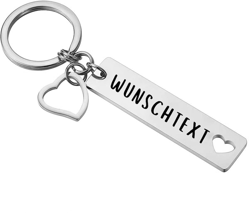 Keychain with desired text engraving Personalized and engraved on both sides I pendant can be individually labeled with desired name or text Silver