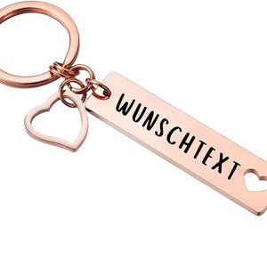 Keychain with desired text engraving Personalized and engraved on both sides I pendant can be individually labeled with desired name or text Rosegold