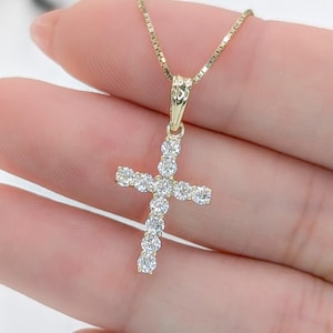 White Gold Cz Cross Necklace - Etsy