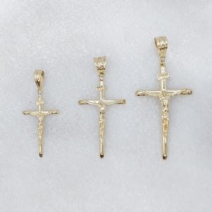 14k Solid Gold Crucifix Cross Necklace, Waterproof White Gold Cross, Dainty Cross Pendant, Minimalistic Faith Cross Charm Small Baptism Gift
