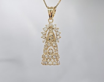 14k Solid Gold Buddha Necklace, Dainty Lady Buddha Pendant, Meditate Buddhist Charm, Small Buddhist Jewelry, White Gold, Religious Necklace
