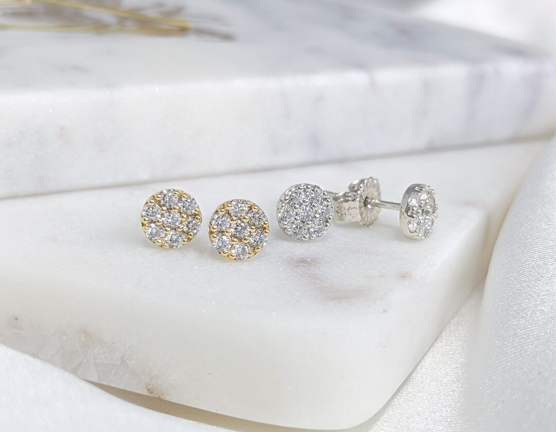 Interlocking Pave Open Circle Stud Earrings Pale Gold