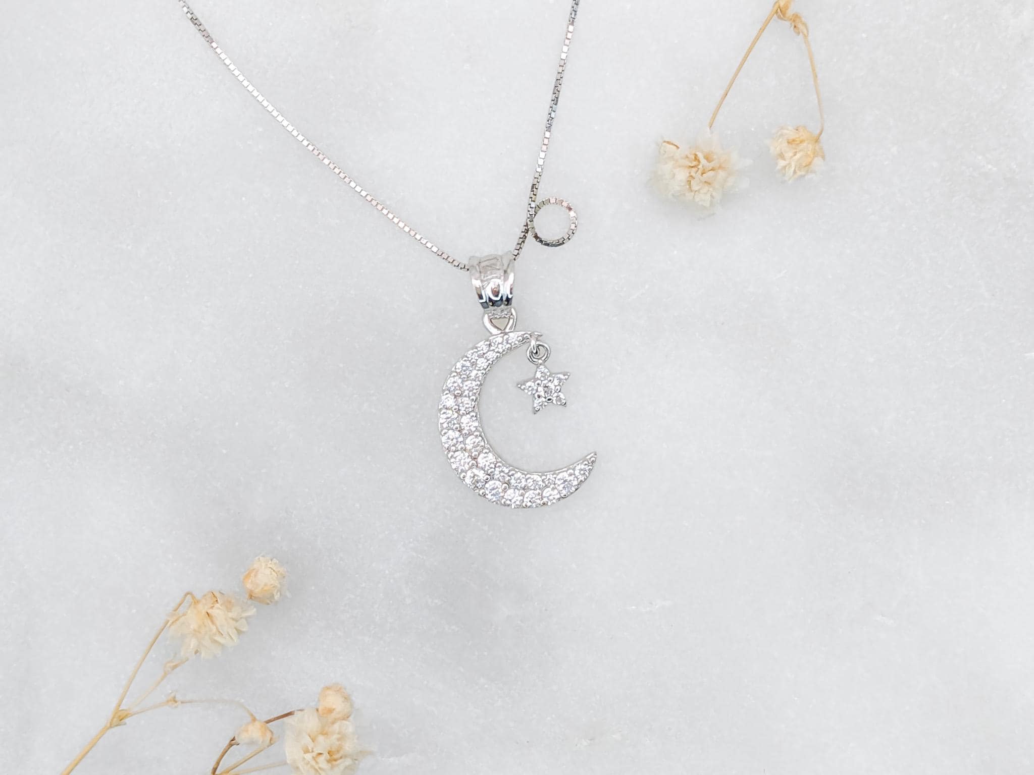 14k Gold Charms 14K Gold Moon Necklace, Tiny Crescent Moon - Main Image