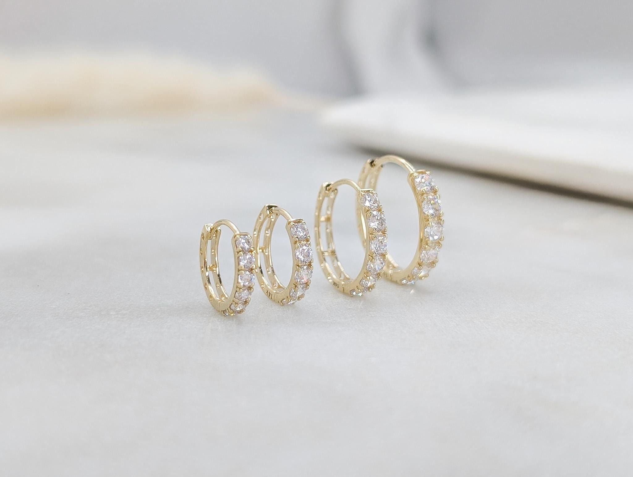 Mini Diamond Hoops - Etsy